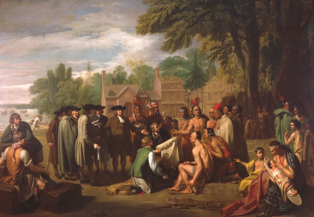 Penn's Treaty with the Indians, Benjamin West, 1771-72. Courtesy of the Pennsylvania Academy of the Fine Arts, Philadelphia, http://www.pafa.org/museum/. Gift of Mrs Sarah Harrison (The Joseph Harrison, Jr. Collection).
